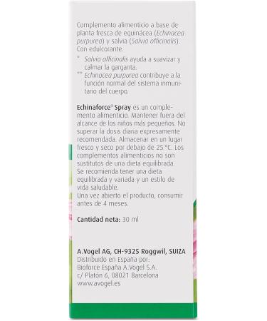  A.Vogel A.Vogel Echinaforce Throat Irritation Relief Spray with Echinacea and Sage Immune System Natural Support Organic Ingredients - Buy Online on GoSupps.com