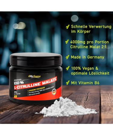 My Supps L-Citrulline Malate Powder 250g | Vegan & Highly Dosed | 4000mg + Vitamin B6 | Premium Amino Acid Supplement Made in Germany - Buy Online on GoSupps.com