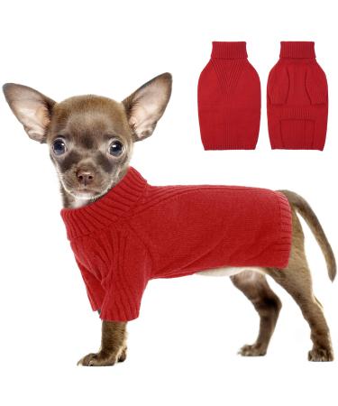 Iecoii dog sweater sweater for dogs dog sweaters for small medium -sized large dogs warm turtleneck dog sweater winter dog clothing for cats chihuahua French bulldog Labrador small red red