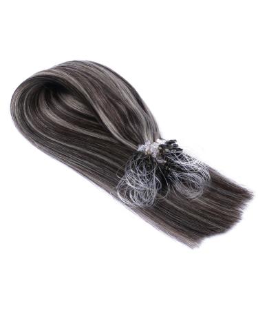 Micro -Ring/Loop Hair Extensions (#1b/gray scenery - 60 cm - 50 strands - 0.5g) 100% Remy real hair hair extension micro ring remy quality very easy to use - by hair -professional 50 strands - 60cm - 0.5g(Total 25g)