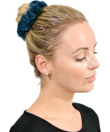 2 PCS Premium Large Velvet Hair Scrunchies in Teal Blue - Hair Ties Bands for Women, Girls, Kids - Updo Ponytail Bobble Scrunchy Holder - Buy Online on GoSupps.com