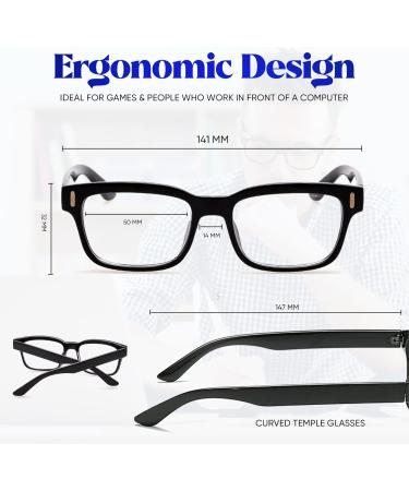 Blue Light Glasses for Men & Women - Black Frame Clear Blue Light Glasses for Computer Gaming & Reading - Stylish Computer Eye Strain Relief - Buy Online on GoSupps.com