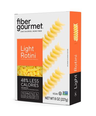 Fiber Gourmet Light Rotini Pasta, Low Calorie & Fiber-Rich Pasta, Made in Italy, Non-GMO, Kosher, Vegan, Zero Artificial Colors or Flavoring, 8 Oz, Pack of 2 8 Ounce (Pack of 2)