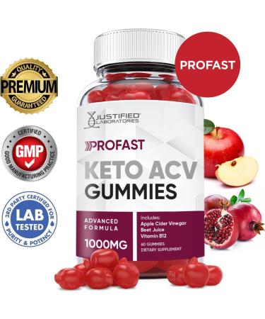 Justified Laboratories ProFast Keto ACV Gummies 1000MG 2 Pack - Vegan Non GMO with Pomegranate Juice, Beet Root, B12 - 120 Gummies, 60 Count - Pack of 1 - Buy Online on GoSupps.com