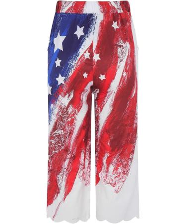 Cotton Linen Cropped Capris Pants for Women | Summer Loose Fit Trousers | Floral Beach Pants with Pockets - Red-04 XXL - Buy Online on GoSupps.com