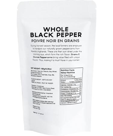 Grams & Ounces Peppercorn Premium Quality Whole Black Peppercorns - 180g / 6.35oz For Grinder Refill - Buy Online on GoSupps.com
