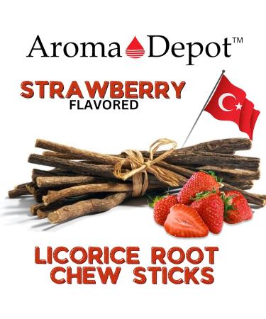 Aroma Depot Strawberry 8 oz. Flavored Licorice Root Chew Sticks for Humans. 100% Pure Natural | Oral Health & Fresh Bearth | Individual Sticks are 6.5-7 inches Long. Glycyrrhiza Glabra from Turkey. - Buy Online on GoSupps.com