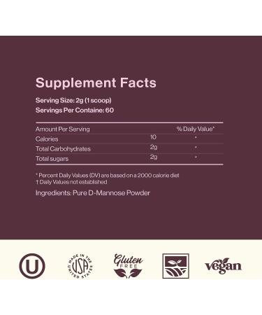 D-Mannose Powder Supplement - 4oz (113g) - 60 Servings for UTI & Bladder Health - Buy Online on GoSupps.com