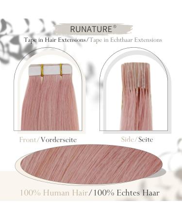 RUNATURE 18 Inch Pink Tape in Human Hair Extensions - 10Pcs, 25g | Real Invisible Pink Tape Extensions 18 Inch #Pink - Buy Online on GoSupps.com