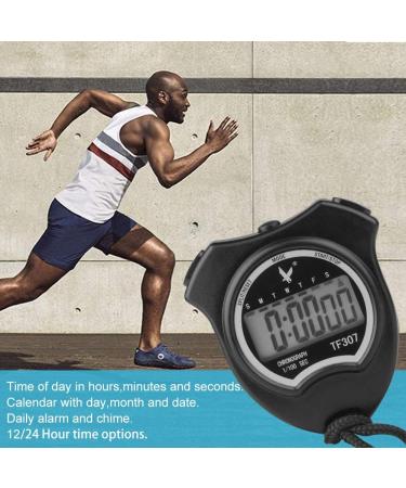 Digital Sports Stopwatch Timer - Handheld Chronograph with Alarm & Calendar for Swimming Football | Shockproof Coaching & Referee Equipment - Black - Buy Online on GoSupps.com