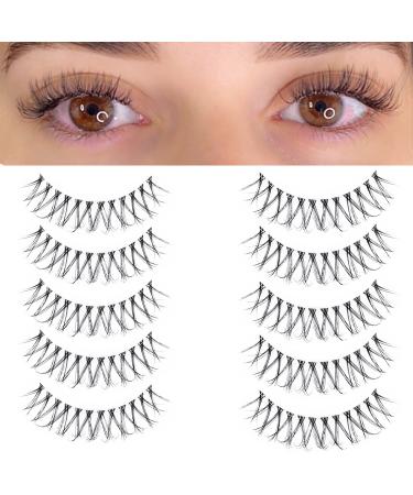 KSYOO Wispy Eyelashes Natural Look 6-14mm Clear Band 3D False Eyelashes Multi-pack Soft Faux Mink Lashes Comfortable and Long-lasting Wear for Daily Work and Weddings - 5 Pairs (Clear Band A2)