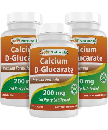 Best Naturals Calcium D-Glucarate 200 mg 120 Tablets (Pack of 3)