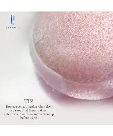 Organic French Pink Clay Konjac Facial Sponge for Sensitive Skin - Handmade, Unscented, Soft Exfoliation - Men and Women - Acne Care - Energia Pink Clay Sponge - Buy Online on GoSupps.com