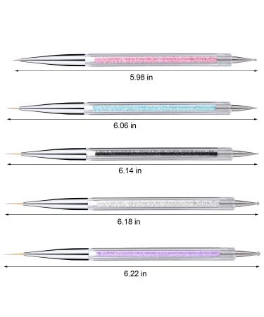 5 Pcs Dual-ended Nail Art Liner Brushes Set - Fine Striping Brush and Dotting Pen (5 7 9 11 13 mm) - Buy Online on GoSupps.com