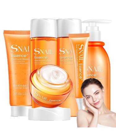 Snail Skincare Set for Women Anti Aging Skin Care Sets Firming Face Cream & Face Toner & Eye Cream & Body Lotion & Face Cleanser High Strengthen Tightening Aging Skin All Day Hydrating Body Skin