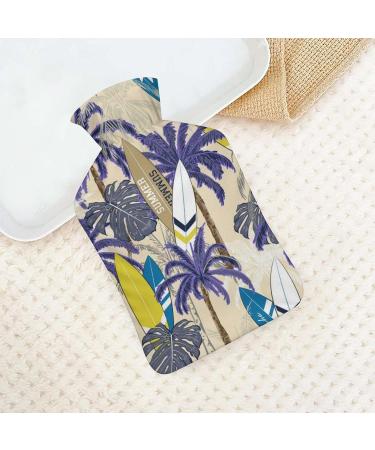 Blue Palm Hot Water Bottle with Plush Cover - Bed Warmer for Adults & Children | 26.5x15.3cm - International Shipping Available - Buy Online on GoSupps.com