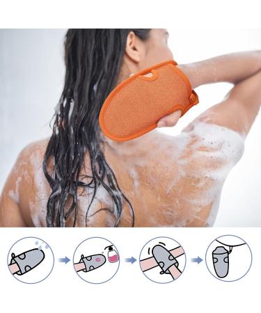 PHOGARY 2 PCS Exfoliating Gloves for Bath Shower - Orange | Body Scrub Mitts for Exfoliating Arms, Legs, and Face - Dead Skin Peeling Accessory - Buy Online on GoSupps.com