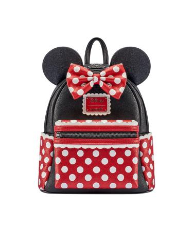 Loungefly Disney Backpack :Minnie Mouse Bow Ear Backpack, Amazon Exclusive