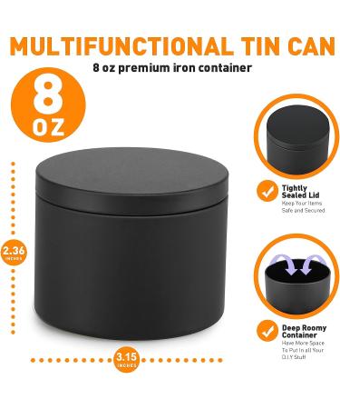 Matte Black Candle Tins 8 oz - Set of 24 | Empty Metal Containers for Candle Making and Storage - Perfect for Christmas Gifts - Buy Online on GoSupps.com