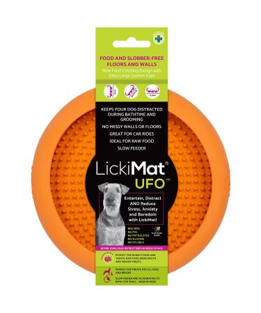 Lickimat ufo - distractors for bathing showers and care natural rubber large knobs soft and liquid treats unique design for feed and dribbling food bowl orange/evening red in a zigzag pattern (Civil Chevron)