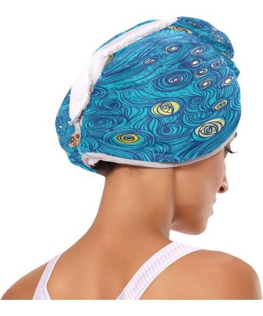 Wonderful Star Oil Painting Dry Hair Cap - 2 Piece Quick Drying Towel Set with Button Headband | Super Absorbent & Comfortable for Fast Hair Drying - Buy Online on GoSupps.com