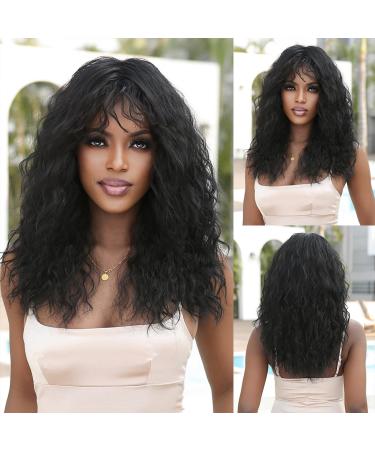 Testar black curly wigs for black women shoulder -length deep wavy wig with pony medium -length heat -resistant synthetic cosplay wig for daily party use