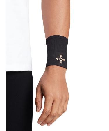 Tommie Copper Core Compression Wrist Sleeve  Unisex  Men & Women  Sweat Wicking Breathable Wrist Sleeve for Muscle  Tendon & Joint Support - Black - Medium