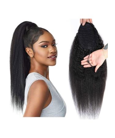 Ponytail Extension Extensions Yaki Straight Human Hair Afro Kinky Straight Drawstring Ponytail Human Hair Clip in Remy Hair Extension Human Hair Ponytail Hairpiece Ponytail Hair Extension(Size:10 inch 10 inch Drawstring Ponytail