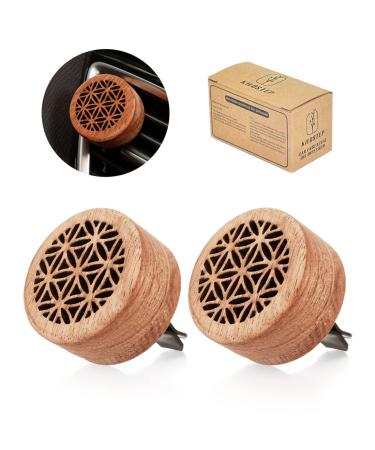 Essential Oil Car Diffuser, 2 PCS Car Aromatherapy Wood Diffuser with Vent Clip A-type
