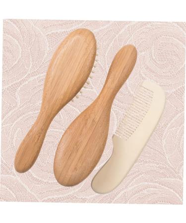 Baby Bath Set with Massage Brush, Wooden Comb, and Bamboo Hairbrush - 3pcs Kids Suit for Newborns and Toddlers - Buy Online on GoSupps.com