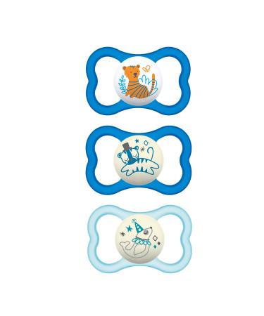 MAM Air Day & Night Baby Pacifier, for Sensitive Skin, Glows in The Dark, 3 Pack, 16+ Months, Boy,3 Count (Pack of 1)