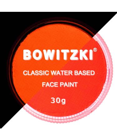 Bowitzki 30g Professional Face Paint Body Paint Water Based Face painting Makeup Safe for Kids and Adults Split Cake Single Color Halloween Christmas (Neon Orange Red)