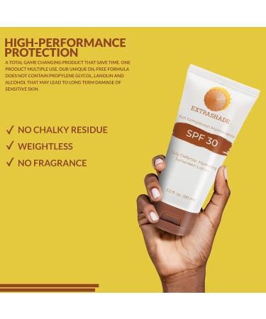EXTRASHADE Premium Hydro Boost Sunscreen for Black Skin | Oil-Free SPF 30 Sunblock with Hyaluronic Acid | Non-Greasy Moisturizing Lotion (3 FL Oz) - Buy Online on GoSupps.com