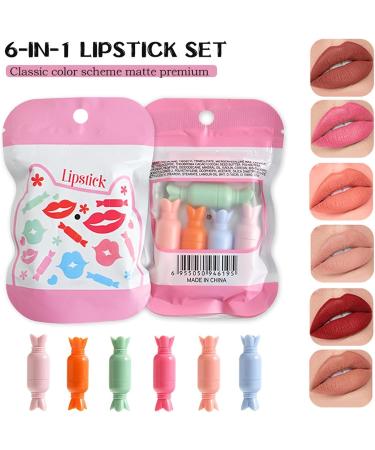 Small Makeup Lipstick Set Cute Lipsticks | 6x High-Pigment Velvet Lip Gloss Sticks | Cute Matte Lip Stain for Birthday Christmas Easter Holidays - Buy Online on GoSupps.com