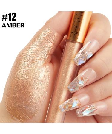 FOCALLURE Metallic Chameleon Liquid Lipstick - Diamond Glitter Lip Gloss for Costume, Cosplay, Rave - Shimmery Finish, Intense Pigment, Long-Lasting - 12 AMBER - Buy Online on GoSupps.com