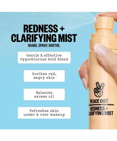 Peace Out Skincare Redness & Clarifying Mist Hypochlorous Acid Spray for Acne-Prone Skin | Reduce Redness & Excess Oil | 3.3 fl oz - Buy Online on GoSupps.com