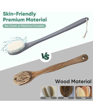 Dark Grey Back Brush for Showering - Long Handle Bath Brush for Seniors | International Shipping Available - Buy Online on GoSupps.com