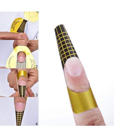 200 Pcs Nail Forms Gold Horseshoe Nail Extension Guide Paper Forms for Builder Gel Polygel Acrylic Nails - Buy Online on GoSupps.com