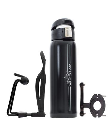 R.M.Stone Bike Bottle Holder Pro Set with Thermos Bike Bottle OR Exrta Set with Additional Cage Mount - No Screws! Perfect Cage  Adjustable & Anticorrosive with 16 oz Thermos ! 3-parts Set Extra