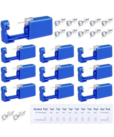 10 Packs Self Ear Piercing Kit, Evatage Home Piercing Kit Disposable Ear Piercing Gun Kit with 5mm Stainless Steel Earring Studs for Pierce Your Own Ears (Blue)