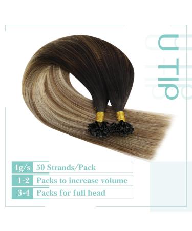 Youngsee 40cm Real Hair U Tip Extensions - Balayage Brown & Blonde Bonding - 50g Keratin U Tip Hair Extensions #2/6/24 - Buy Online on GoSupps.com