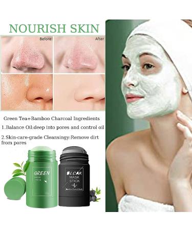 2 Piece Green Tea Mask Green Tea Mask Stick Blackhead Remover Mask Deep Pore Cleansing Green Tea Mask for All Skin Types Women Men - Buy Online on GoSupps.com
