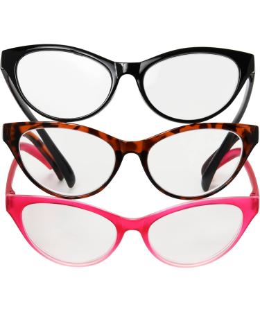 Betsey Johnson Women's Fairisle Cat Eye Reading Glasses - Black Tortoise Pink Gradient - 54mm +2.5 | Stylish & Chic eCommerce Shipping Internationally - Buy Online on GoSupps.com