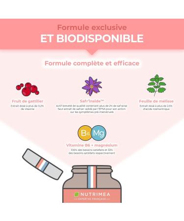 Premenstrual Comfort - Soothes Premenstrual Syndrome and Painful Periods - Melissa Chatthouse & Safran Patented Safr'inside - Nutrimea - 60 Vegan Capsules - Made in France - Buy Online on GoSupps.com