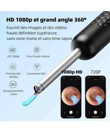 1080p HD WiFi Ear Wax Removal Otoscope - 360 Wide Angle IP67 Waterproof 6 LEDs | Compatible with iOS iPad Android - R1 Ultra Black - Buy Online on GoSupps.com