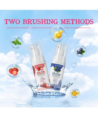 Kids Foam Toothpaste Ultra-Fine Mousse Foam Deep Cleaning Cleaning Oral Tooth Whitening Refreshing Breath Repairing and Protecting Teeth (Strawberry Flavor * 1 + Blueberry Flavor * 1) - Buy Online on GoSupps.com