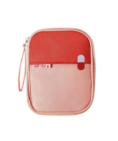 Ellsang Family Medicine Bag, Portable Outdoor Travel Medicine Kit, Mini First Aid Bag for Camping Hiking Travelling(Small,Pink) Pink Small