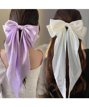 TYXHXTF 5 PCS Bow Hair Clip Hair Bows for Women Big Bowknot Hairpin French Hair Clips Solid Color Hair Barrette Clips Soft Satin Silky Hair Bows for Women Girls - Buy Online on GoSupps.com