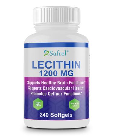 Safrel Lecithin 1200 mg Softgels (240 Count) | High Potency Quick Release Non- GMO Supplement | Promotes Brain & Cardiovascular Health | Aids in Cellular Activities and Lactation