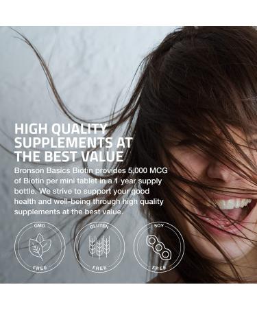 Bronson Biotin 5000 MCG - High Potency Beauty Support for Hair, Skin, Nails & Energy - Non-GMO, 360 Vegetarian Tablets - Buy Online on GoSupps.com